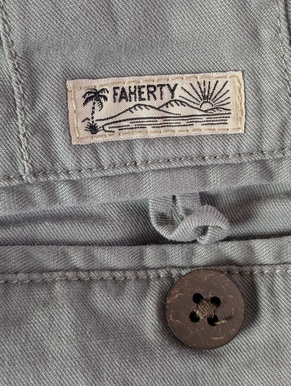 Faherty Light Gray Flat-Front Chino Cotton Shorts